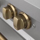 ZLINE Autograph Edition 36 in. 4.6 cu. ft. Legacy Dual Fuel Range with 6 Burner Gas Cooktop and Electric Convection Oven in Satin Stainless Steel and Champagne Bronze Accents (RASZ-SN-36-CB)