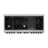 ZLINE Autograph Edition 60 in. 7.4 cu. ft. Legacy Dual Fuel Range with 9 Burner Gas Cooktop and 2 Electric Convection Ovens in Satin Stainless Steel and Matte Black Accents (RASZ-SN-60-MB)