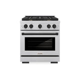 ZLINE Autograph Edition 30 in. 4.2 cu. ft. Paramount Gas Range with 4 Burner Cooktop and Convection Gas Oven in Satin Stainless Steel and Matte Black Accents (SGRSZ-30-MB)