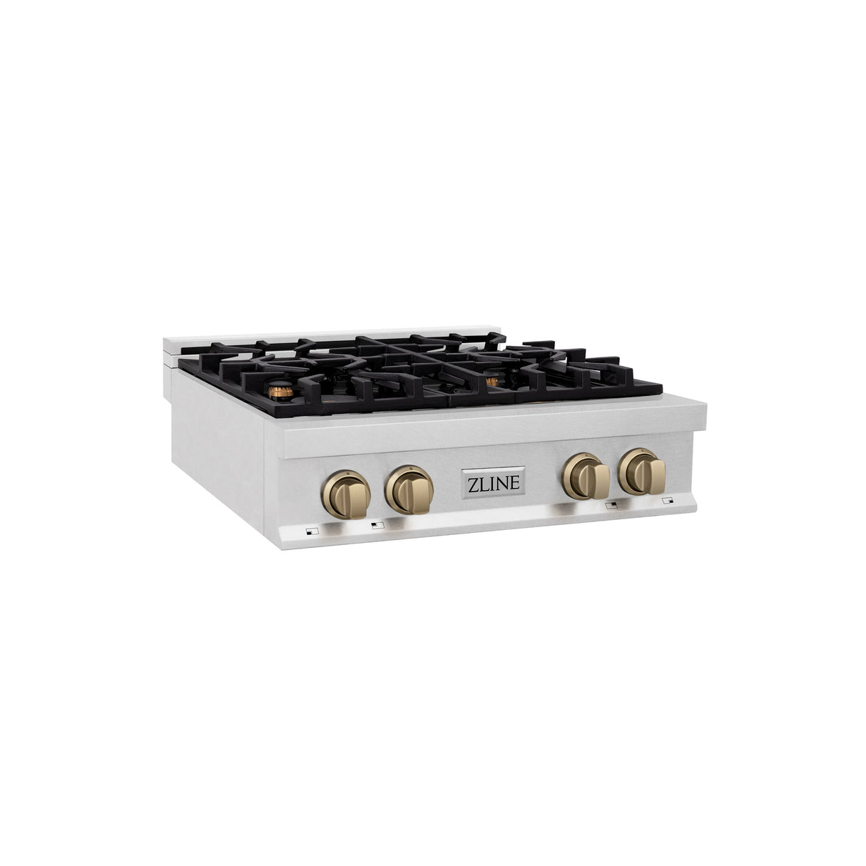 ZLINE Autograph Edition 30 in. Legacy Gas Rangetop with 4 Burners and Porcelain Cooktop in Satin Stainless Steel with Champagne Bronze Accents (RTSZ-30-CB)