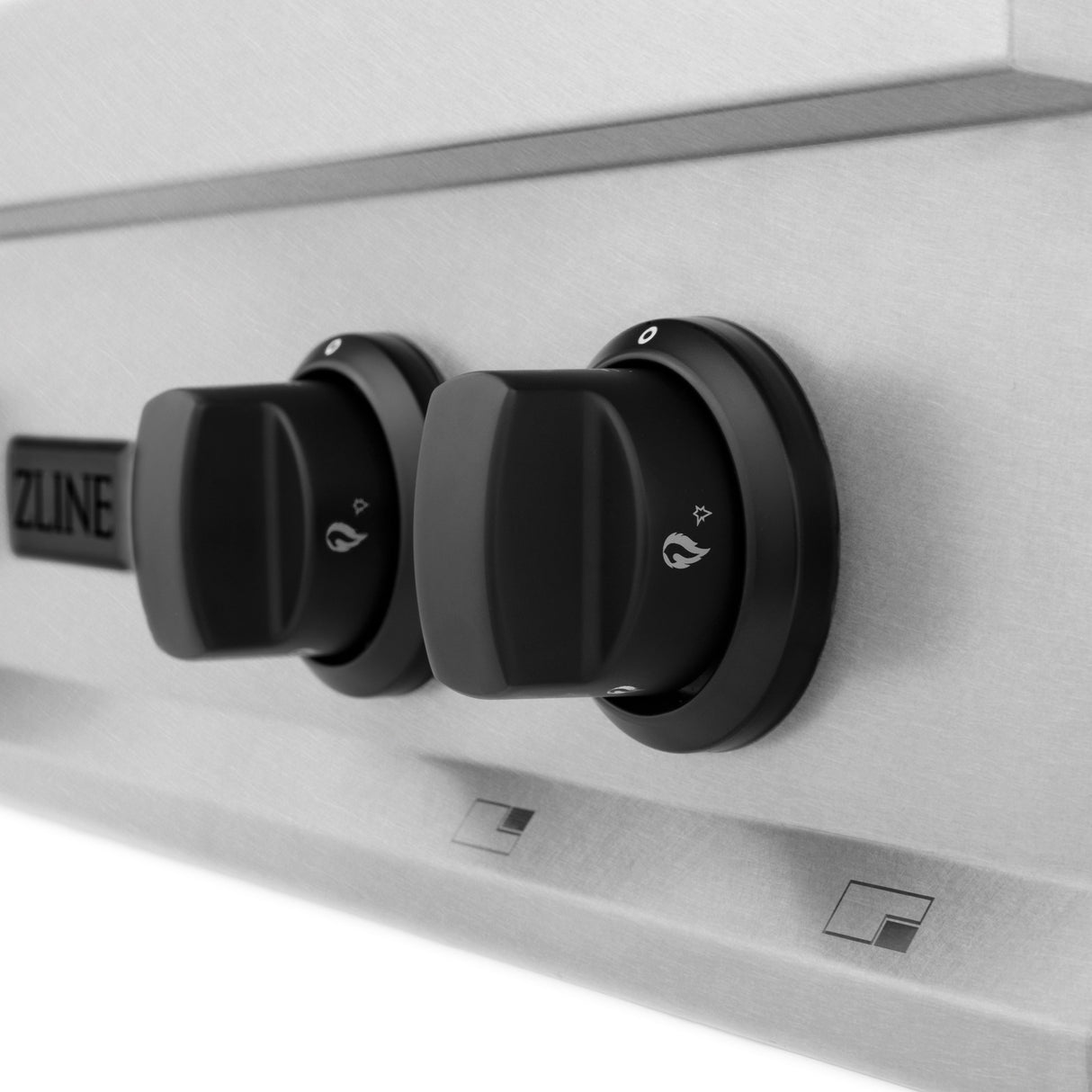 ZLINE Autograph Edition 30 in. Legacy Gas Rangetop with 4 Burners and Porcelain Cooktop in Satin Stainless Steel with Matte Black Accents (RTSZ-30-MB)