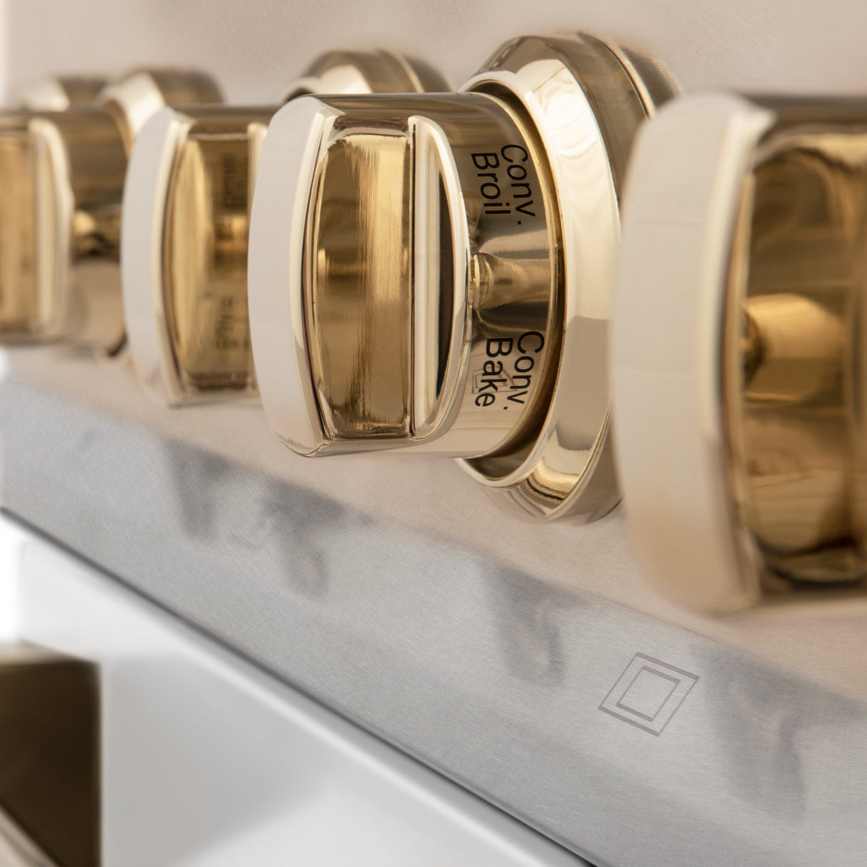 ZLINE Autograph Edition 30 in. 4.0 cu. ft. Legacy Dual Fuel Range with 4 Burner Gas Cooktop and Electric Convection Oven in Satin Stainless Steel with White Matte Door and Polished Gold Accents (RASZ-WM-30-G)