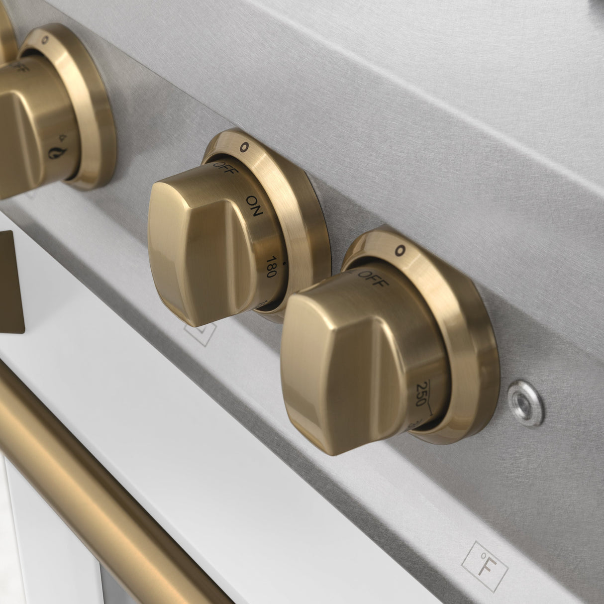 ZLINE Autograph Edition 36 in. 4.6 cu. ft. Legacy Dual Fuel Range with 6 Burner Gas Cooktop and Electric Convection Oven in Satin Stainless Steel with White Matte Door and Champagne Bronze Accents (RASZ-WM-36-CB)