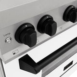 ZLINE Autograph Edition 48 in. 6.0 cu. ft. Legacy Dual Fuel Range with 7 Burner Gas Cooktop and 2 Electric Ovens in Satin Stainless Steel with White Matte Doors and Matte Black Accents (RASZ-WM-48-MB)