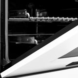 ZLINE Autograph Edition 60 in. 7.4 cu. ft. Legacy Dual Fuel Range with 9 Burner Gas Cooktop and 2 Electric Convection Ovens in Satin Stainless Steel with White Matte Doors and Matte Black Accents (RASZ-WM-60-MB)