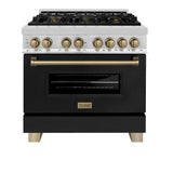 ZLINE Autograph Edition 36 in. 4.6 cu. ft. Legacy Dual Fuel Range with 6 Burner Gas Cooktop and Electric Convection Oven