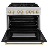 ZLINE Autograph Edition 36 in. 4.6 cu. ft. Legacy Dual Fuel Range with 6 Burner Gas Cooktop and Electric Convection Oven