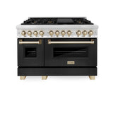 ZLINE Autograph Edition 48 in. 6.0 cu. ft. Legacy Dual Fuel Range with 7 Burner Gas Cooktop and 2 Electric Ovens (RAZ-BLM-48-G)