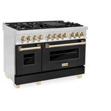 ZLINE Autograph Edition 48 in. 6.0 cu. ft. Legacy Dual Fuel Range with 7 Burner Gas Cooktop and 2 Electric Ovens (RAZ-BLM-48-G)