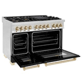 ZLINE Autograph Edition 48 in. 6.0 cu. ft. Legacy Dual Fuel Range with 7 Burner Gas Cooktop and 2 Electric Ovens (RAZ-BLM-48-G)