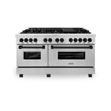 ZLINE Autograph Edition 60 in. 7.4 cu. ft. Legacy Dual Fuel Range with 9 Burner Gas Cooktop and 2 Electric Convection Ovens in Stainless Steel and Matte Black Accents (RAZ-60-MB)