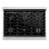 ZLINE Autograph Edition 36 in. 5.2 cu. ft. Paramount Gas Range with 6 Burner Cooktop and Convection Gas Oven in Stainless Steel and Champagne Bronze Accents (SGRZ-36-CB)