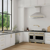 ZLINE Autograph Edition 48 in. Stainless Steel Range Hood with Stainless Steel Shell and Polished Gold Handle (8654STZ-48-G)