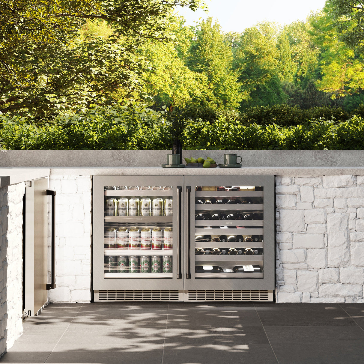 ZLINE Autograph Edition 24 in. Touchstone 151 Can Beverage Fridge With Satin Stainless Steel Glass Door And Matte Black Handle (RBSOZ-SN-24-MB)