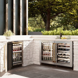 ZLINE Autograph Edition 24 in. Touchstone Dual Zone 44 Bottle Wine Cooler with Satin Stainless Steel Glass Door and Polished Gold Handle (RWDOZ-SN-24-G)
