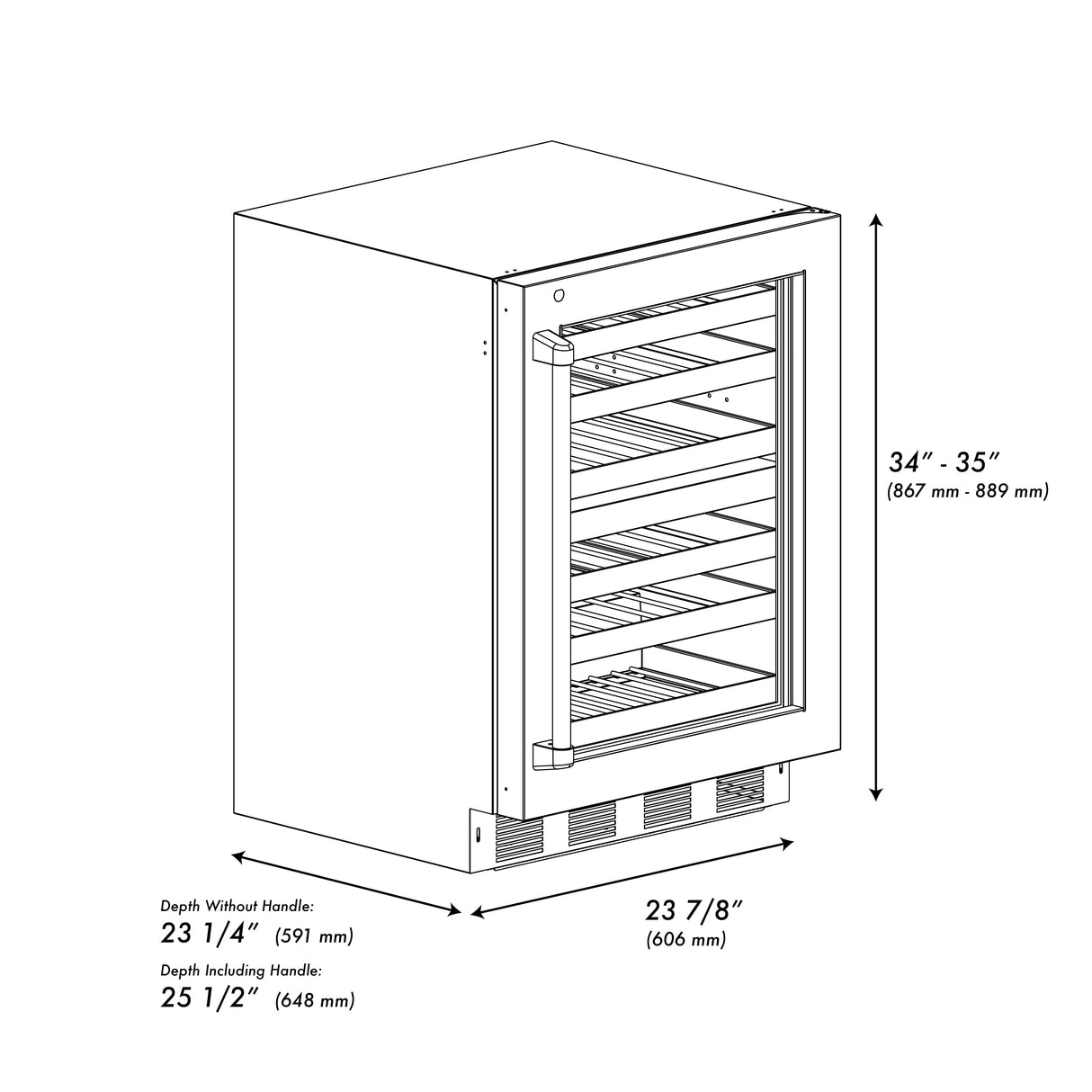 ZLINE Autograph Edition 24 in. Touchstone Dual Zone 44 Bottle Wine Cooler with Satin Stainless Steel Glass Door and Champagne Bronze Handle (RWDOZ-SN-24-CB)