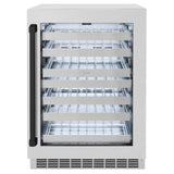 ZLINE Autograph Edition 24 in. Touchstone Dual Zone 44 Bottle Wine Cooler with Satin Stainless Steel Glass Door and Matte Black Handle (RWDOZ-SN-24-MB)