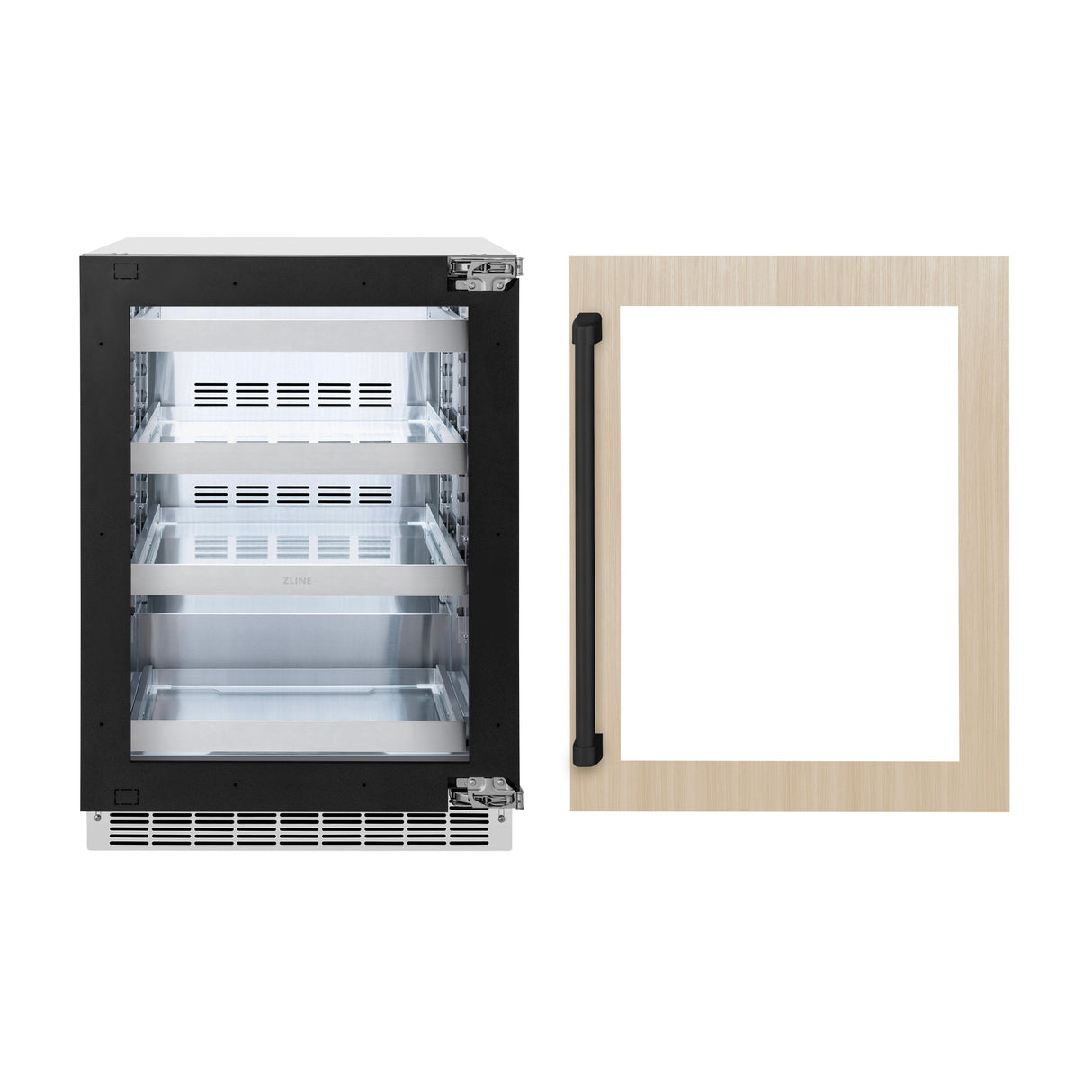 ZLINE 24 In. Touchstone Beverage Fridge with Panel-Ready Glass Door and Matte Black Handle (RBSPOZ-24-MB)