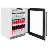 ZLINE 24 In. Touchstone Beverage Fridge with Stainless Steel Glass Door and Matte Black Handle (RBSOZ-GS-24-MB)