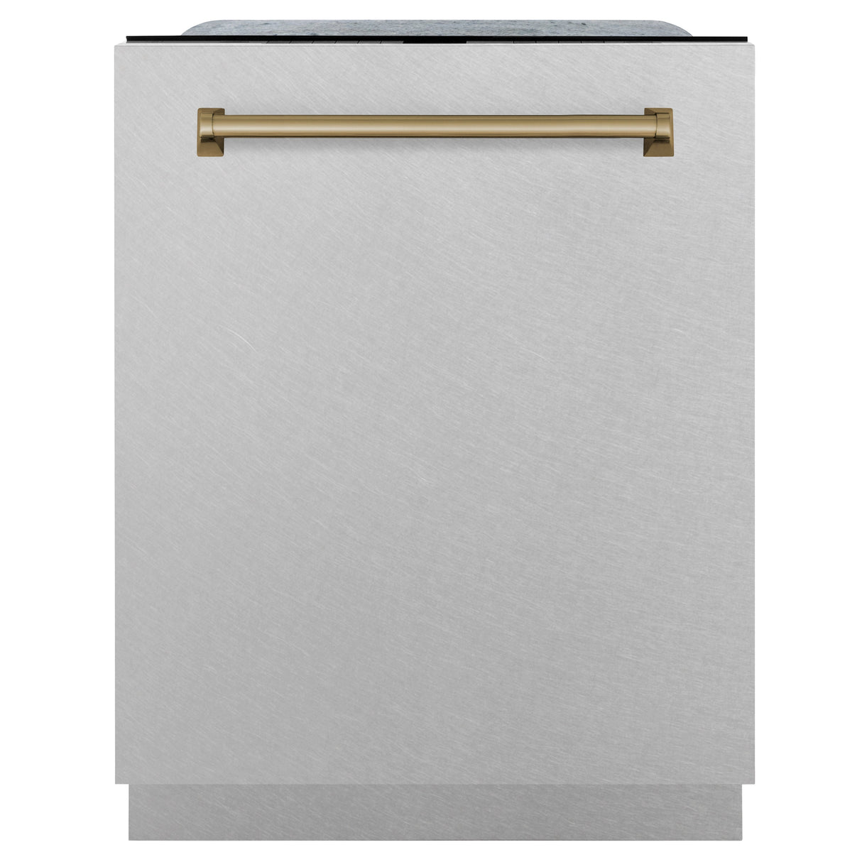 ZLINE Autograph Edition 24" Monument Series 3rd Rack Top Touch Control Tall Tub Dishwasher in Fingerprint Resistant Stainless Steel with Champagne Bronze Handle, 45dBa (DWMTZ-SN-24-CB)