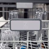 ZLINE Autograph Edition 24" Monument Series 3rd Rack Top Control Built-In Tall Tub Dishwasher in Fingerprint Resistant Stainless Steel with Matte Black Handle, 45dBa (DWMTZ-SN-24-MB)