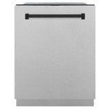 ZLINE Autograph Edition 24" Monument Series 3rd Rack Top Control Built-In Tall Tub Dishwasher in Fingerprint Resistant Stainless Steel with Matte Black Handle, 45dBa (DWMTZ-SN-24-MB)