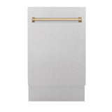 ZLINE Autograph Edition 18” Tallac Series 3rd Rack Top Control Built-In Dishwasher in Fingerprint Resistant Stainless Steel with Champagne Bronze Handle, 51dBa (DWVZ-SN-18-CB)