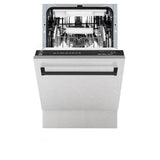 ZLINE Autograph Edition 18” Tallac Series 3rd Rack Top Control Built-In Dishwasher in Fingerprint Resistant Stainless Steel with Matte Black Handle, 51dBa (DWVZ-SN-18-MB)
