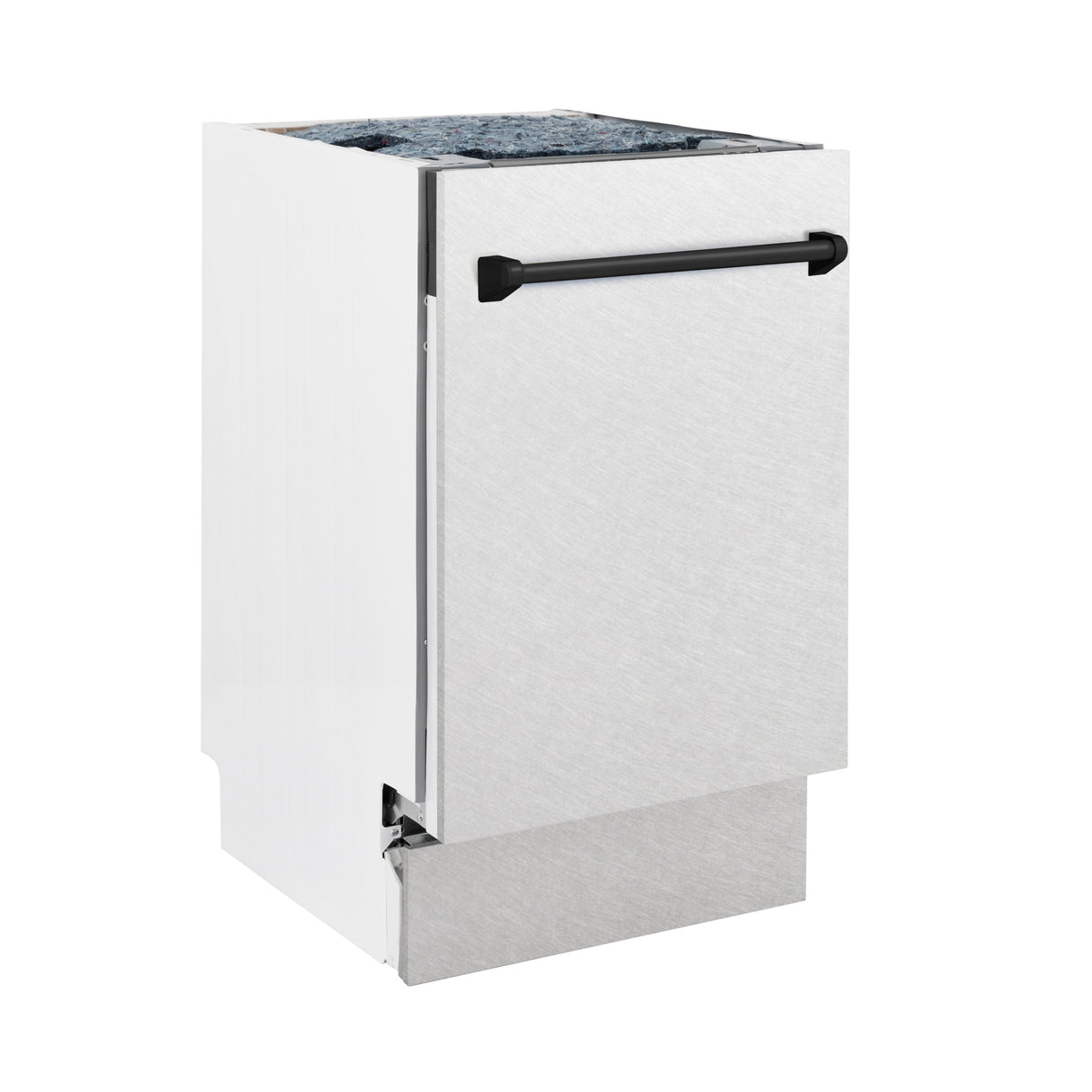 ZLINE Autograph Edition 18” Tallac Series 3rd Rack Top Control Built-In Dishwasher in Fingerprint Resistant Stainless Steel with Matte Black Handle, 51dBa (DWVZ-SN-18-MB)