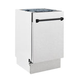 ZLINE Autograph Edition 18” Tallac Series 3rd Rack Top Control Built-In Dishwasher in Fingerprint Resistant Stainless Steel with Matte Black Handle, 51dBa (DWVZ-SN-18-MB)