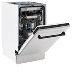 ZLINE Autograph Edition 18” Tallac Series 3rd Rack Top Control Built-In Dishwasher in Fingerprint Resistant Stainless Steel with Matte Black Handle, 51dBa (DWVZ-SN-18-MB)