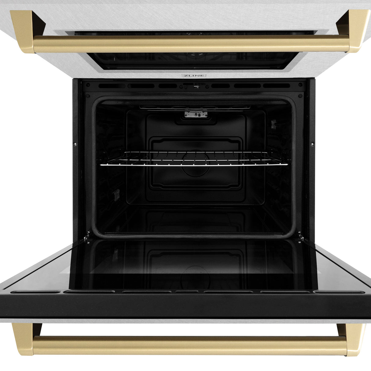 ZLINE 30 in. Autograph Edition Professional True Convection Double Wall Oven with Air Fry and Self Clean in Satin Stainless Steel with Champagne Bronze Handles (WADSZ-30-CB)