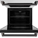 ZLINE 30 in. Autograph Edition Professional True Convection Double Wall Oven with Air Fry and Self Clean in Satin Stainless Steel with Matte Black Handles (WADSZ-30-MB)