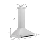 ZLINE 36 in. Autograph Edition Convertible Fingerprint Resistant DuraSnow® Stainless Steel Range Hood with Matte Black Handle (KB4SNZ-36-MB)