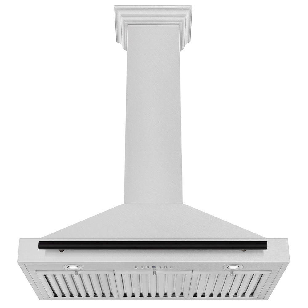 ZLINE 36 in. Autograph Edition Convertible Fingerprint Resistant DuraSnow® Stainless Steel Range Hood with Matte Black Handle (KB4SNZ-36-MB)