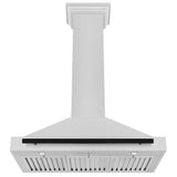 ZLINE 36 in. Autograph Edition Convertible Fingerprint Resistant DuraSnow® Stainless Steel Range Hood with Matte Black Handle (KB4SNZ-36-MB)