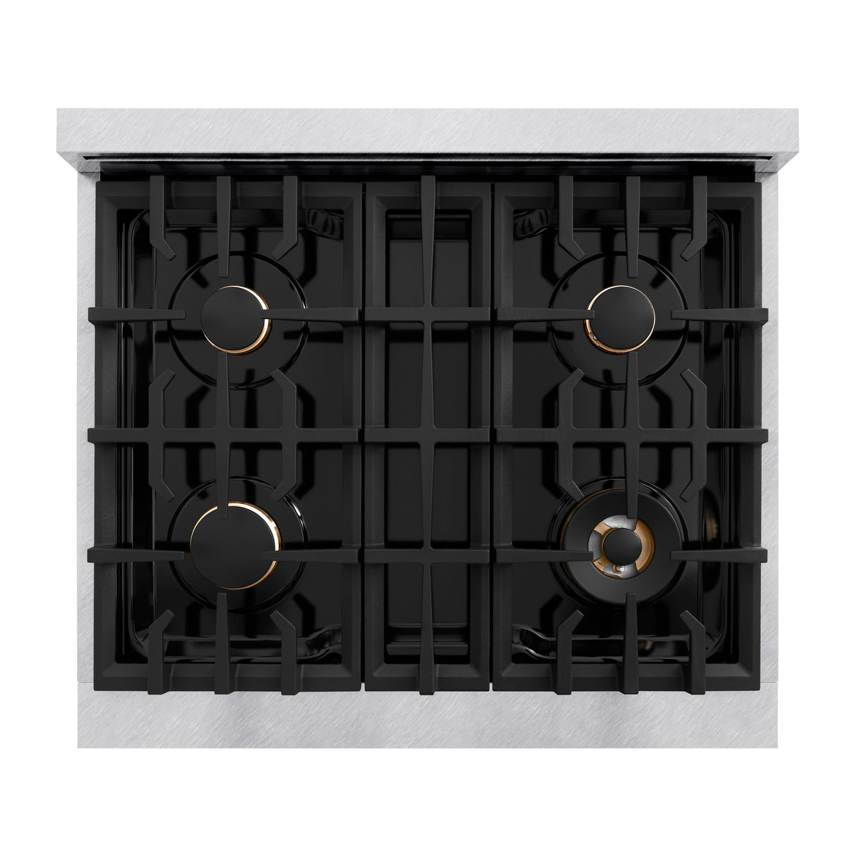 ZLINE Autograph Edition 30 in. 4.2 cu. ft. Select Dual Fuel Range with 4 Burner Gas Cooktop and Electric Convection Oven in Satin Stainless Steel with White Matte Door and Polished Gold Accents (HDRSZ-WM-30-G)