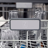 ZLINE Autograph Edition 24 in. Monument Series 3rd Rack Top Touch Control Tall Tub Dishwasher in Stainless Steel with Polished Nickel Helix Handle, 45dBa (DWMTZ-30424-KPN)