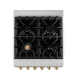 ZLINE Autograph Edition 24 in. 2.8 cu. ft. Legacy Dual Fuel Range with 4 Burner Gas Cooktop and Electric Convection Oven in Stainless Steel and Champagne Bronze Accents (RAZ-24-CB)