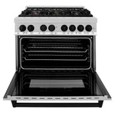 ZLINE Autograph Edition 36 in. 4.6 cu. ft. Legacy Dual Fuel Range with 6 Burner Gas Cooktop and Electric Convection Oven in Stainless Steel and Matte Black Accents (RAZ-36-MB)