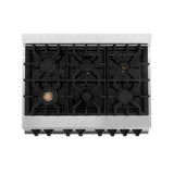 ZLINE Autograph Edition 36 in. 4.6 cu. ft. Legacy Dual Fuel Range with 6 Burner Gas Cooktop and Electric Convection Oven in Stainless Steel and Matte Black Accents (RAZ-36-MB)