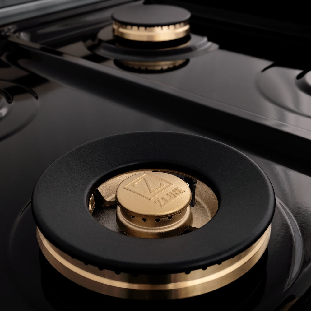 ZLINE Autograph Edition 48 in. 6.0 cu. ft. Legacy Dual Fuel Range with 7 Burner Gas Cooktop and 2 Electric Ovens in Stainless Steel and Matte Black Accents (RAZ-48-MB)