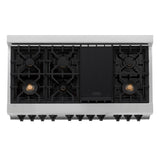 ZLINE Autograph Edition 48 in. 6.0 cu. ft. Legacy Dual Fuel Range with 7 Burner Gas Cooktop and 2 Electric Ovens in Stainless Steel and Matte Black Accents (RAZ-48-MB)