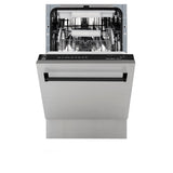 ZLINE Autograph Edition 18” Tallac Series 3rd Rack Top Control Built-In Dishwasher in Stainless Steel with Matte Black Handle, 51dBa (DWVZ-304-18-MB)