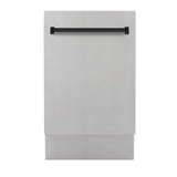 ZLINE Autograph Edition 18” Tallac Series 3rd Rack Top Control Built-In Dishwasher in Stainless Steel with Matte Black Handle, 51dBa (DWVZ-304-18-MB)