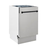 ZLINE Autograph Edition 18” Tallac Series 3rd Rack Top Control Built-In Dishwasher in Stainless Steel with Matte Black Handle, 51dBa (DWVZ-304-18-MB)