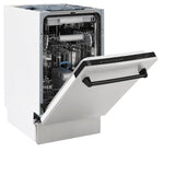 ZLINE Autograph Edition 18” Tallac Series 3rd Rack Top Control Built-In Dishwasher in Stainless Steel with Matte Black Handle, 51dBa (DWVZ-304-18-MB)