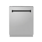 ZLINE Autograph Edition 24" Tallac Series 3rd Rack Top Control Built-In Tall Tub Dishwasher in Stainless Steel with Matte Black Handle, 51dBa (DWVZ-304-24-MB)