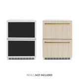 ZLINE Autograph Edition 24 in. Touchstone 168 Can Outdoor-Rated Dual Refrigerator Drawer with Panel-Ready Doors and Polished Gold Handles (RDSPOZ-24-G)