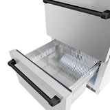 ZLINE Autograph Edition 24 in. Touchstone 168 Can Outdoor-Rated Dual Refrigerator Drawer with Stainless Steel Doors and Matte Black Handles (RDSOZ-ST-24-MB)